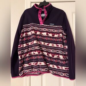 Lands' End Multicolor Tie-Dye Fleece with Navy Lining